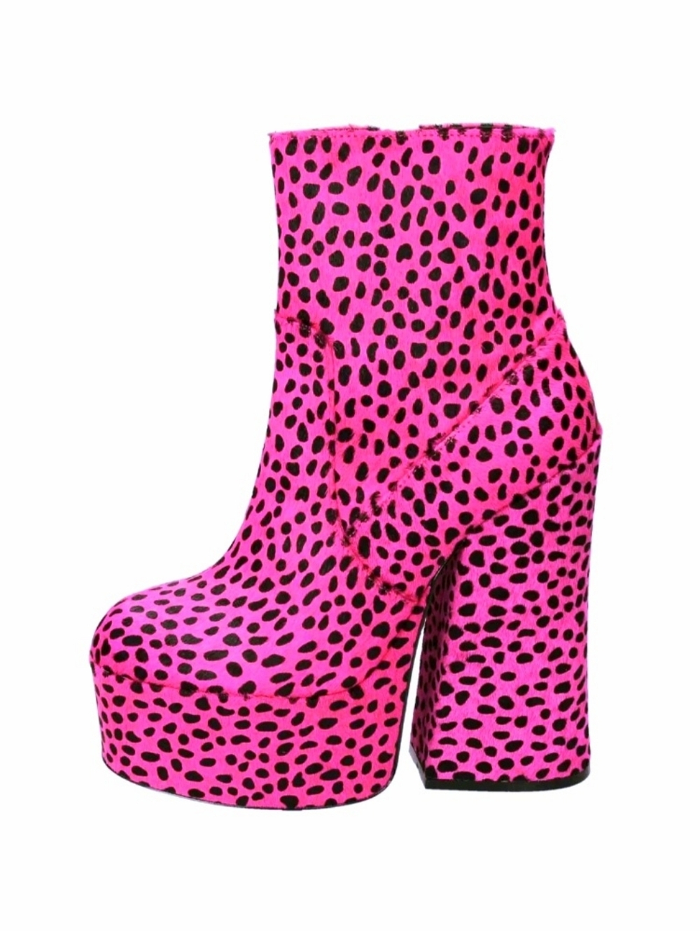 Shellys London Pink Spotted Dalmatian Platform Ankle Boots Heels